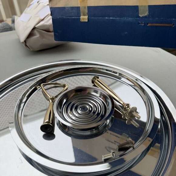 Vintage Two Tier Tray Party Partner Tidbit Snack Tray new in box mid century par - Picture 7 of 7